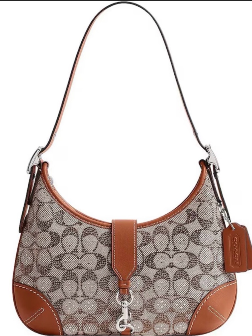 COACH Hamptons Hobo Bag In Crystal Signature Jacquard - Picture 11 of 14